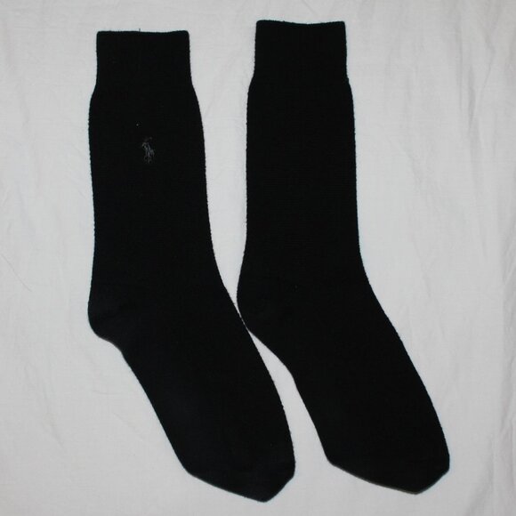 Polo Ralph Lauren Men’s 3-Set Solid Black Textured Polo Pony Dress Socks - Picture 11 of 11